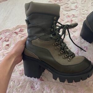 Jeffrey Campbell Olive Heeled combat Boots
